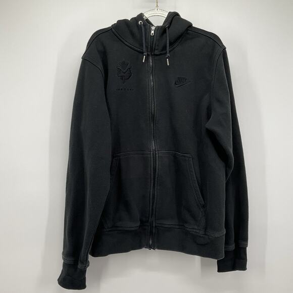 NIKE Manny Pacquiao Hoodie Boxing All Black Drawstring Full Zip Jacket Large - Picture 1 of 13